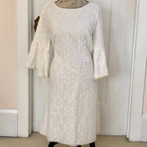 Eliza J Ecru Cotton Eyelet Dress XL EUC